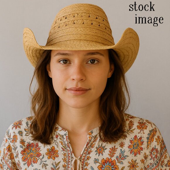 Unbranded Accessories - NWOT Paper Straw Cowboy Hat – Boho Western Festival Style